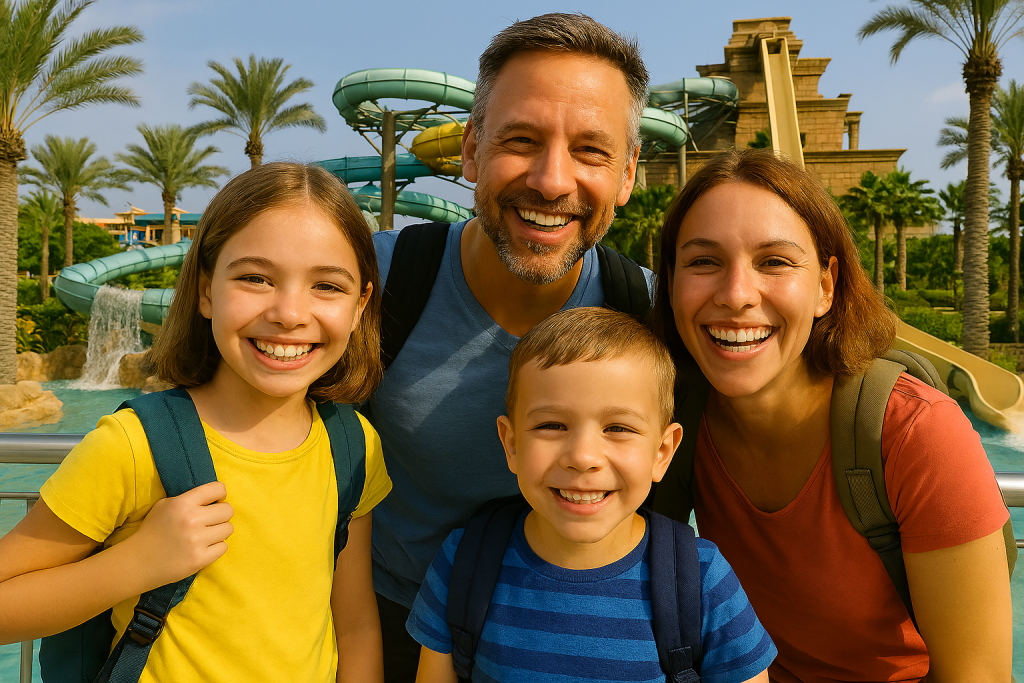 Family at Dubai water park